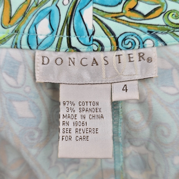 Doncaster Aqua Print Slacks Women's Size 4 - Picture 4 of 6
